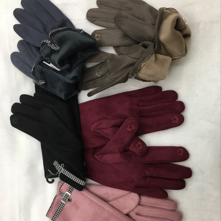 Milk bird plaid gamuza warm guantes de otoño e invierno para mujeres details Picture