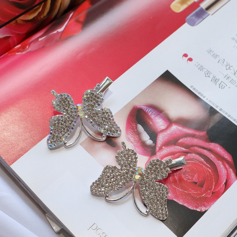 国潮鸭嘴夹发饰边夹水晶鸭嘴边夹学生网红满钻翅膀头 蝴蝶详情图2