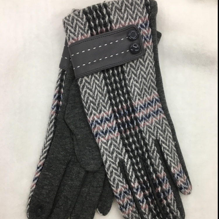 Herringbone print moda térmica touch screen guantes para mujeres