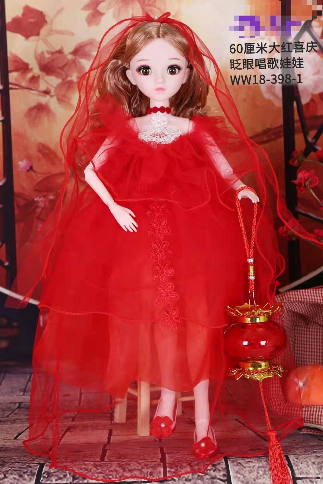 喜庆款大红色音乐款会眨眼睛的乖乖芭比娃娃带音乐会说话智能生日礼物软胶特大详情图8