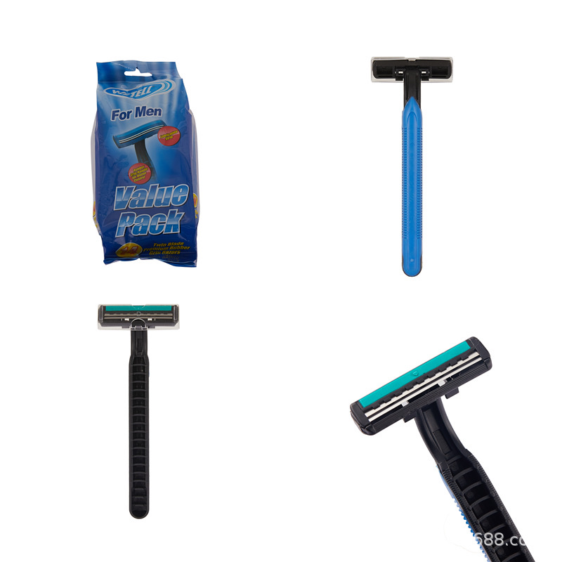 WETELL Factory direct sale of men's two-layer disposable stainless steel shavers details Picture