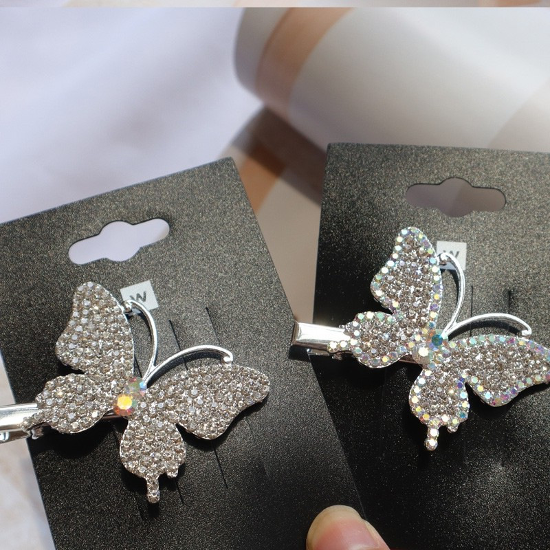 国潮鸭嘴夹发饰边夹水晶鸭嘴边夹学生网红满钻翅膀头 蝴蝶详情图1