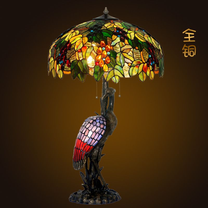 European garden creative living room table lamp with copper base Titian orchard