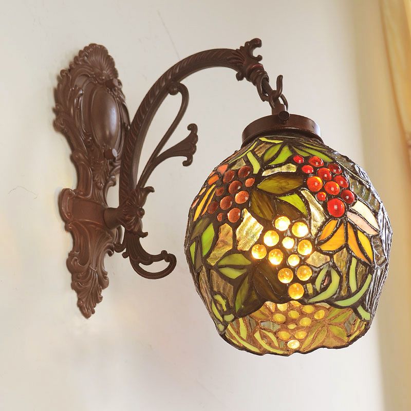 Living room, bedroom, corridor, American country, balcony, grape single-head wall lamp, LED mirror light Specification image