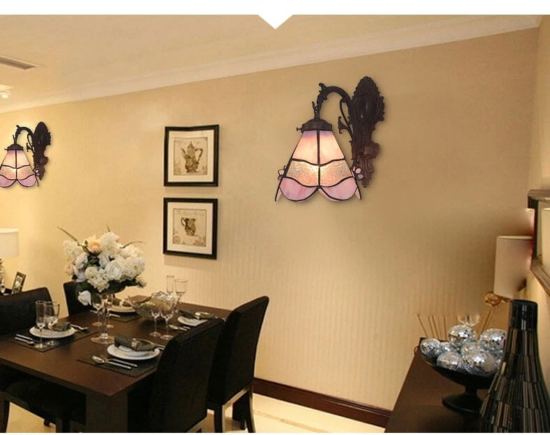 European retro country art decorative three-dimensional pollen red single-head wall lamp mirror front lamp detail image 1