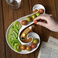 创意陶瓷果盘带果叉北欧配竹木简约风格客厅家用零食盘点心干果盘细节图