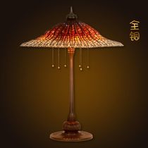 All copper colored glass art desk lamp Tiffany American large art desk lamp