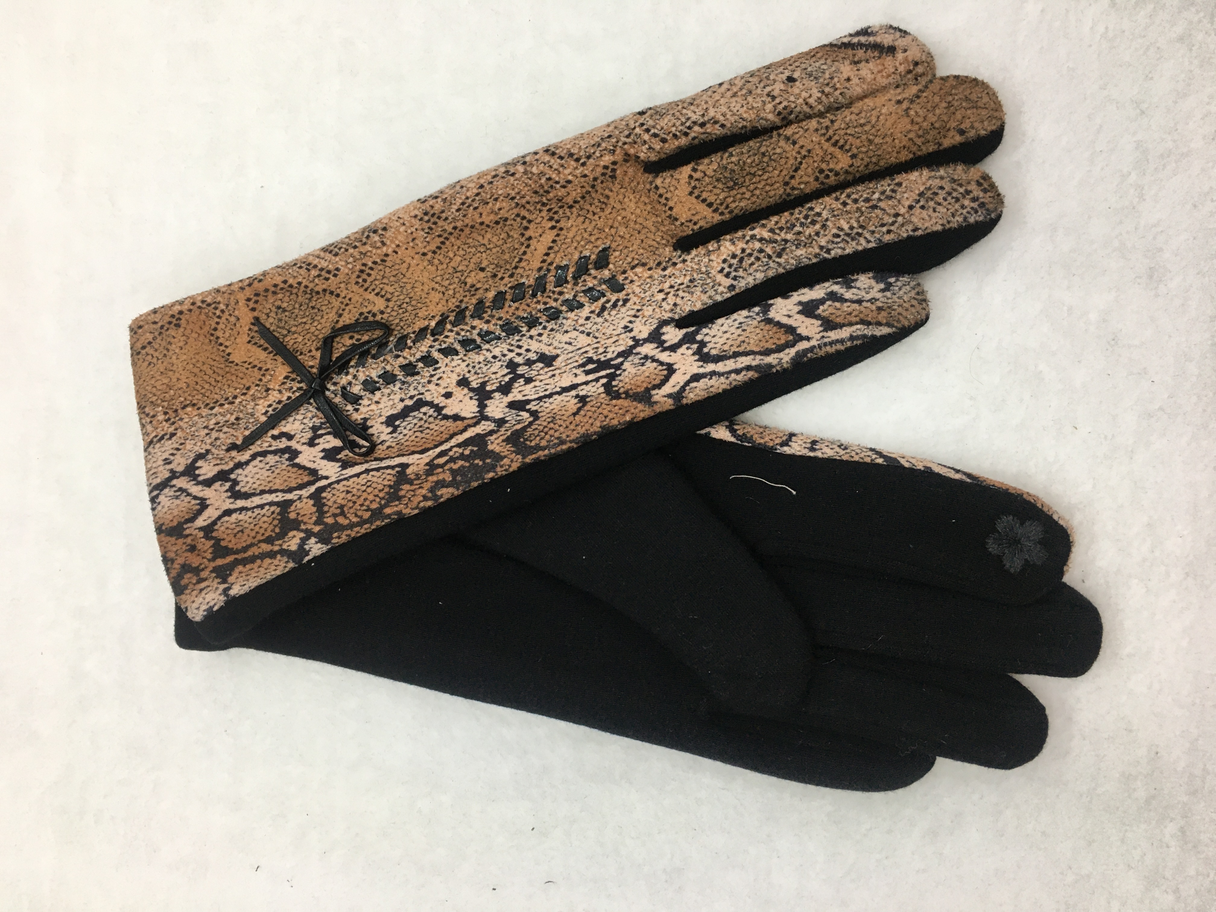 Versión AB de piel de serpiente tirador de cuerda arco moda guantes de pantalla táctil cálido con fleece y engrosamiento guantes calientes undefined