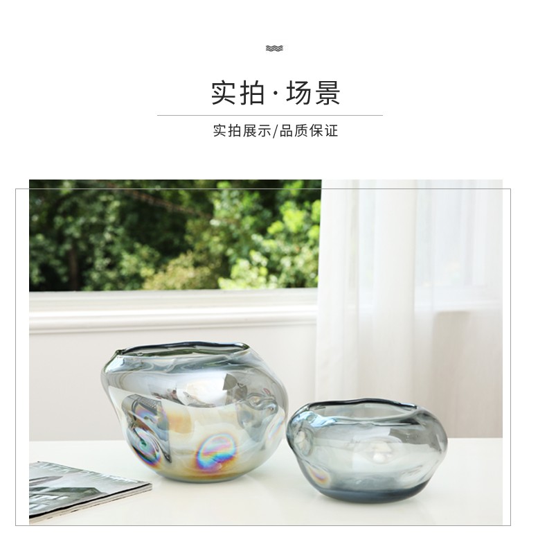 天昊格蕾灰色玻璃花瓶摆件简约客厅酒店餐桌玄关软装饰品厂家直销详情图7