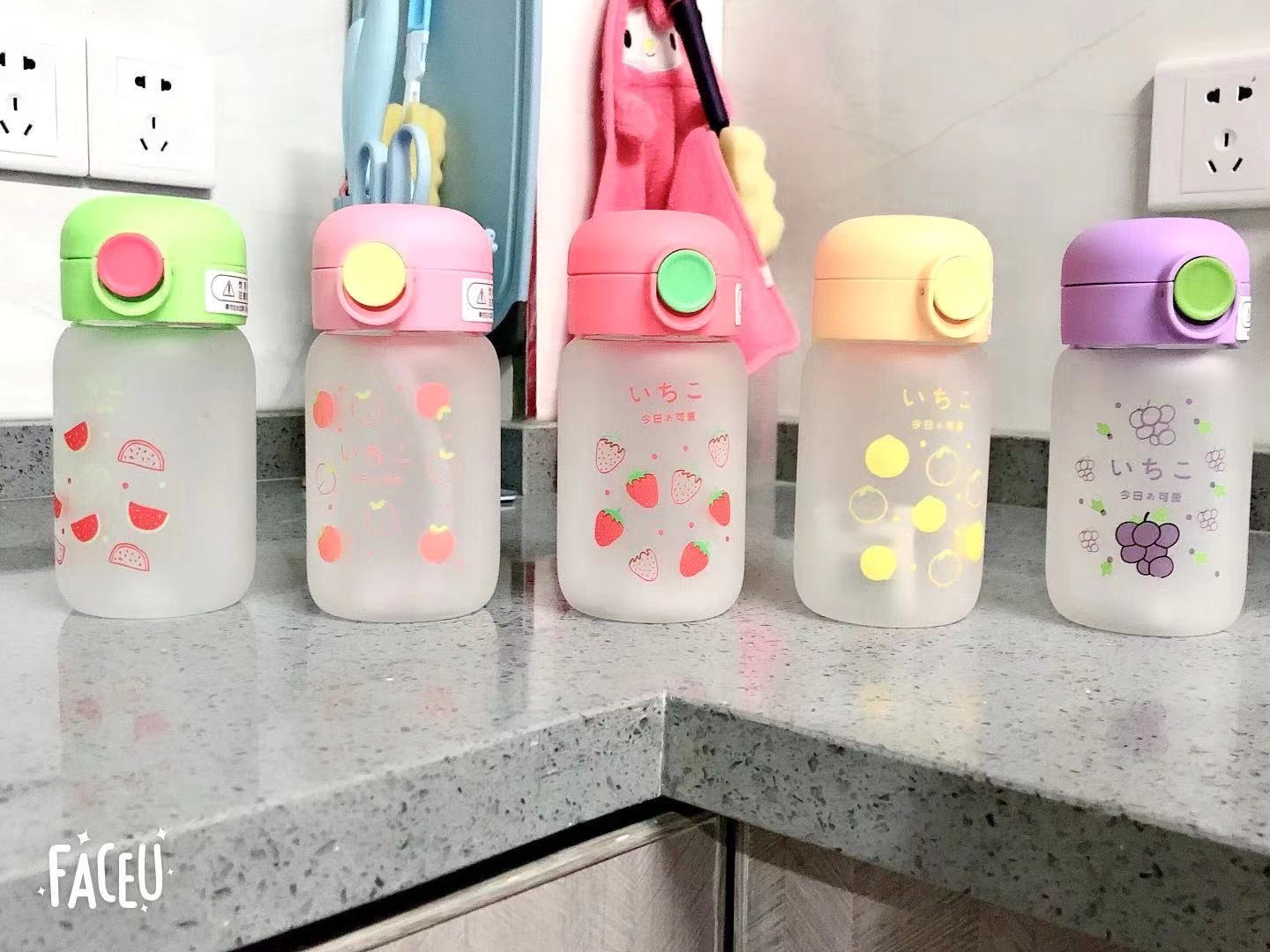 磨砂吸管杯玻璃杯～～~水果系列♥️ 350/480Ml产品图