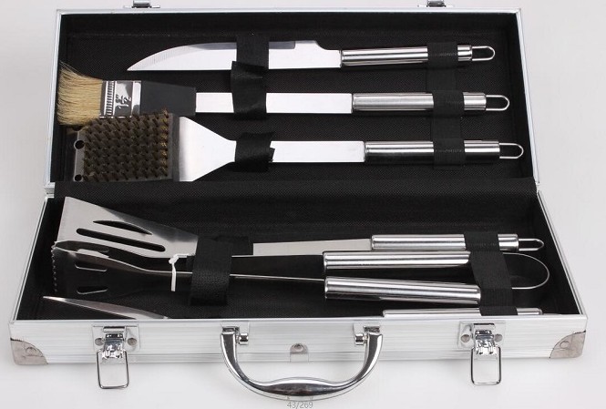铝盒户外便携烧烤套装6件套 不锈钢刮刀油刷组合烤具配迷你鼓风机详情图1