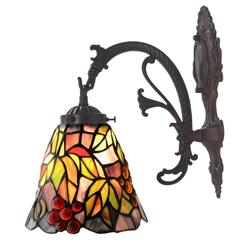 European pastoral retro creative grapes single head down wall lamp bedroom study wall lamp