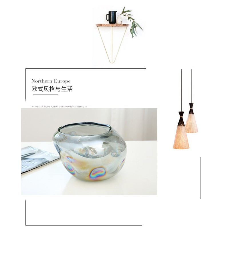 天昊格蕾灰色玻璃花瓶摆件简约客厅酒店餐桌玄关软装饰品厂家直销详情图3