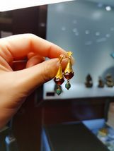 老西玛珠镶嵌18k黄金耳环 精致时尚百搭款
