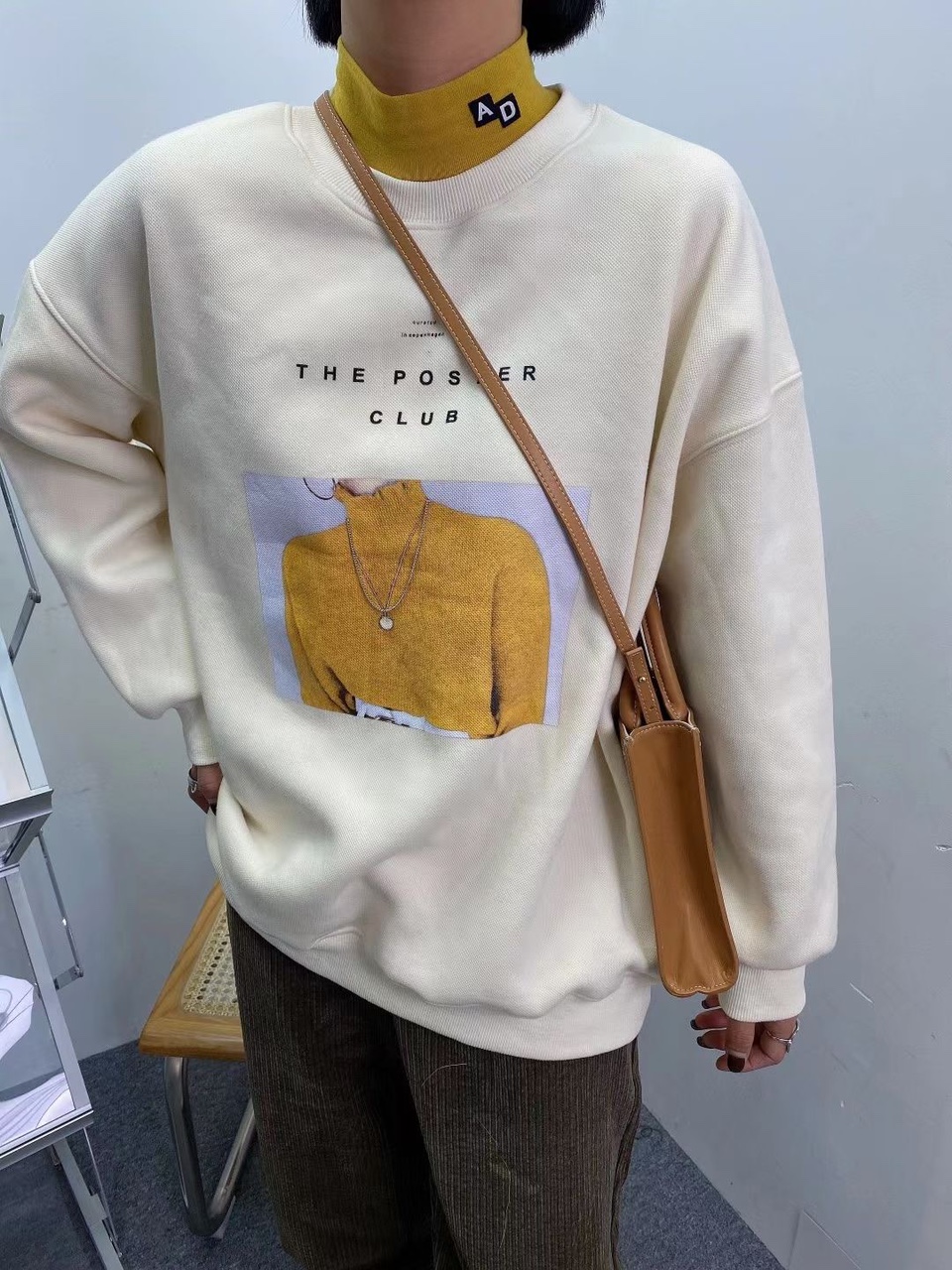 套头卫衣短款米色
