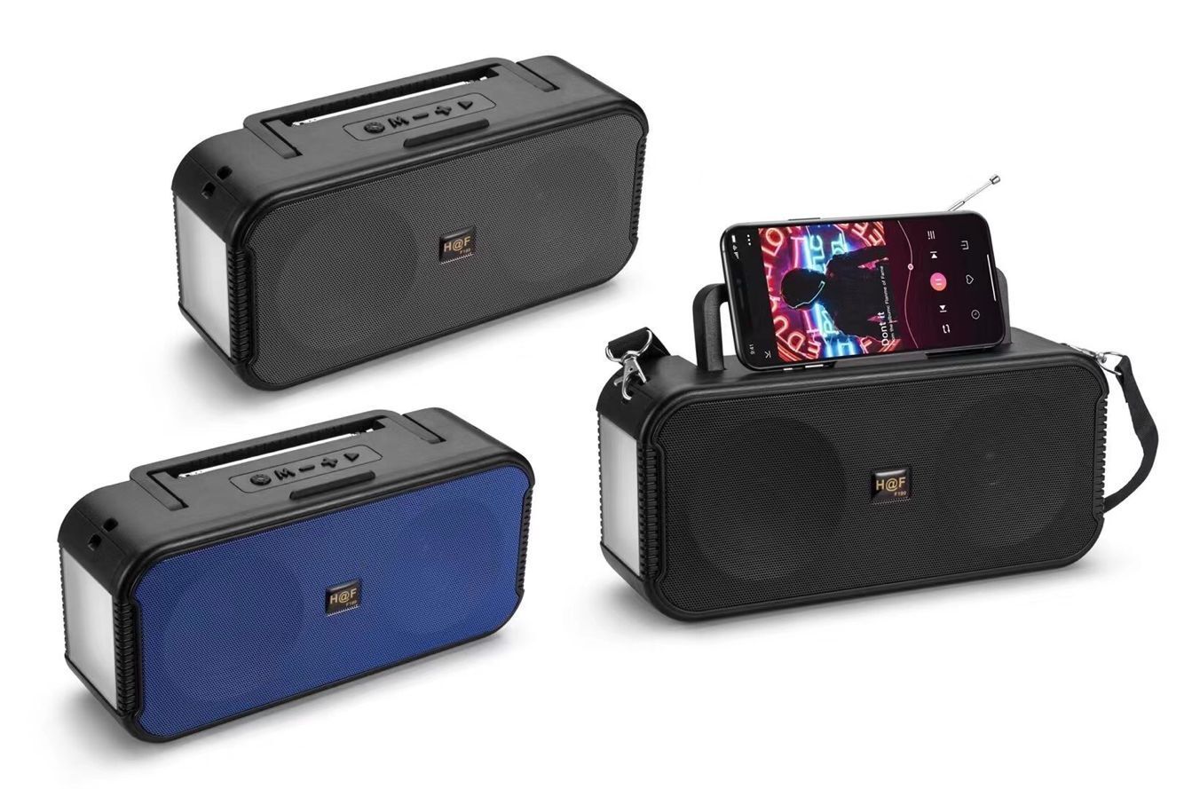 Columna de altavoz portátil de graves con Bluetooth caja de música estéreo, Boombox de carga Solar, USB, AUX, radio FM, a prueba de agua, novedad de 2020 F199