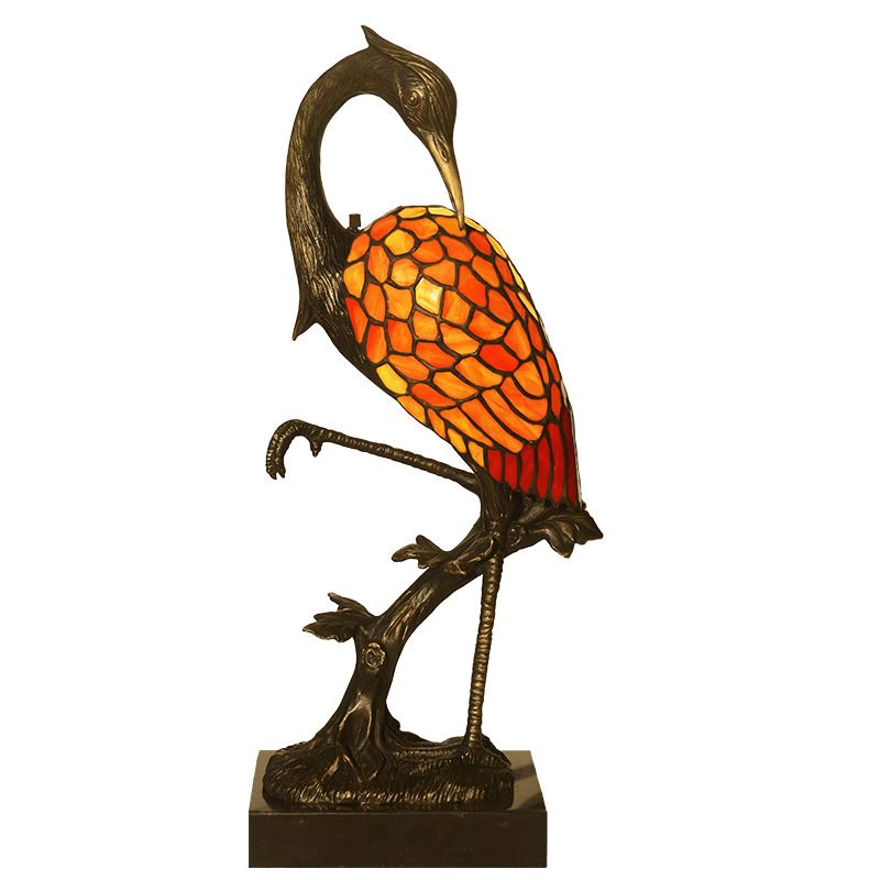 Handmade glass decoration vintage new fancy crane ornaments all copper night lamp
