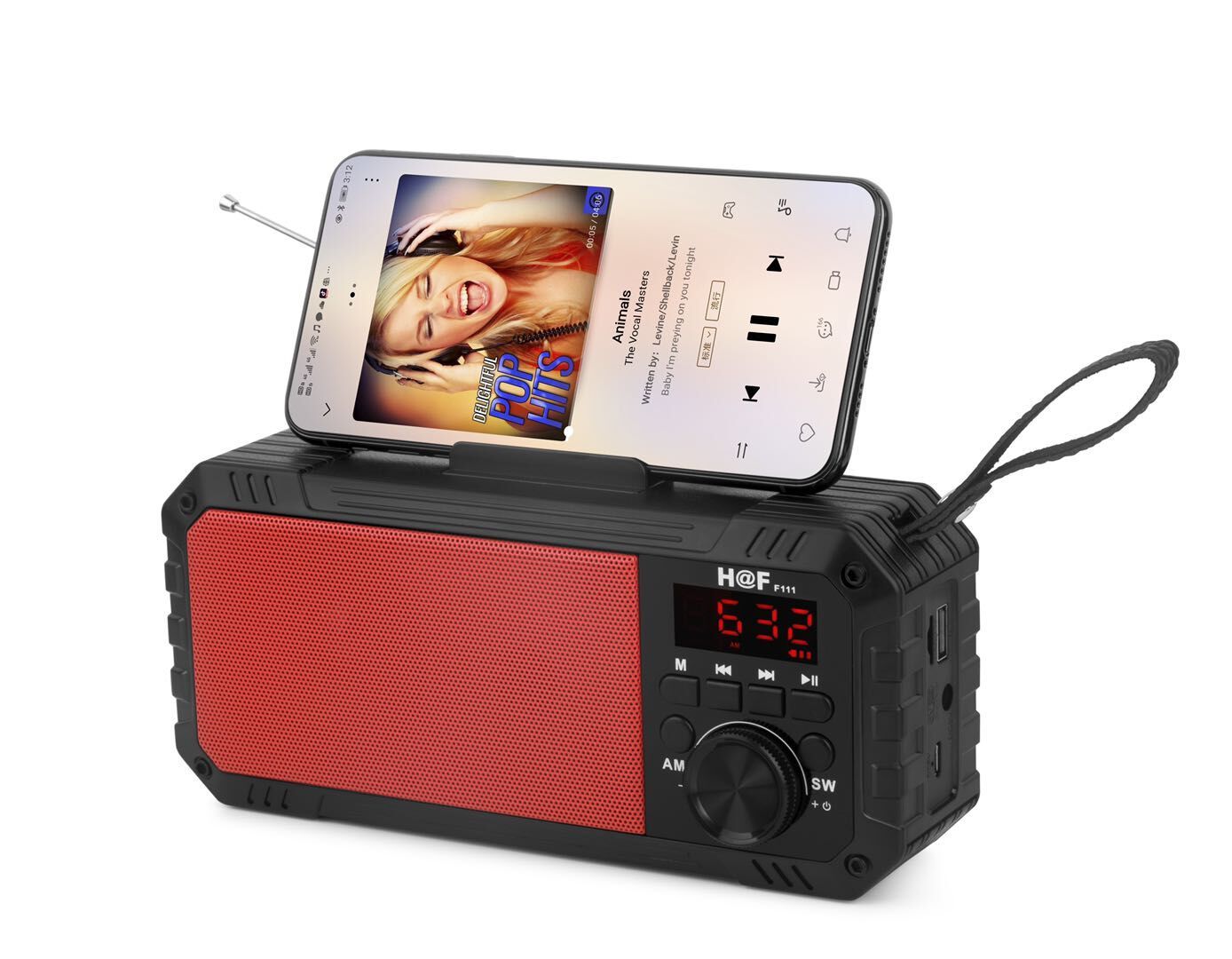 F111 Altavoz Portátil con Bluetooth, columna de altavoz de Bajo inalámbrico para exteriores, altavoz de graves con Radio FM/AM, altavoz USB para teléfono 8 vendidos thumbnail
