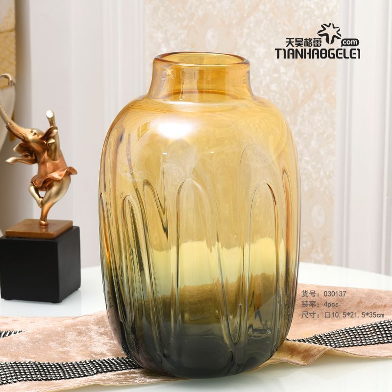 天昊格蕾轻奢玻璃花瓶现代简约花盆摆件创意家居装饰品水培花器图
