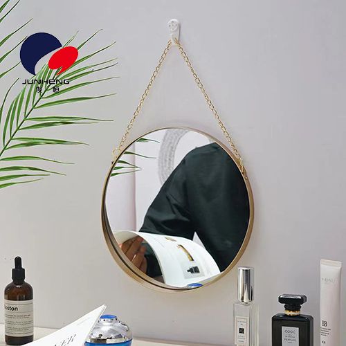 Nordic bathroom wall hanging mirror Metal iron art bathroom mirror net red dressing decoration mirror fitting round mirror A984 thumbnail