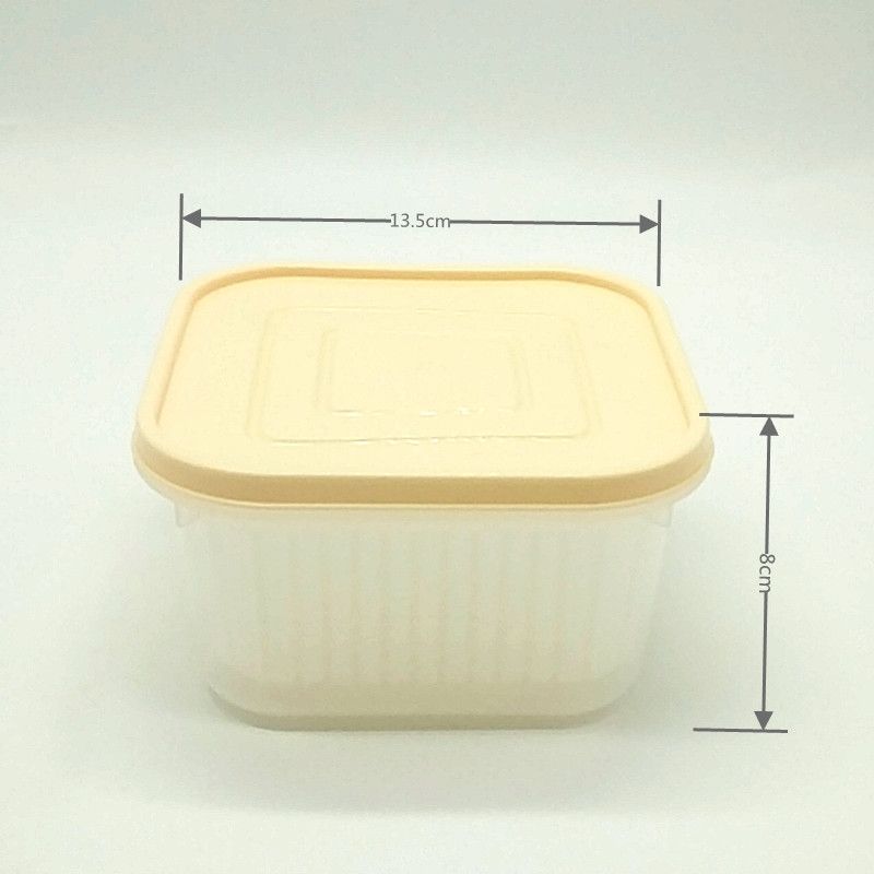 冰箱沥水篮双层家用厨房洗菜水果保鲜盒带盖塑料多功能收纳篮白底实物图