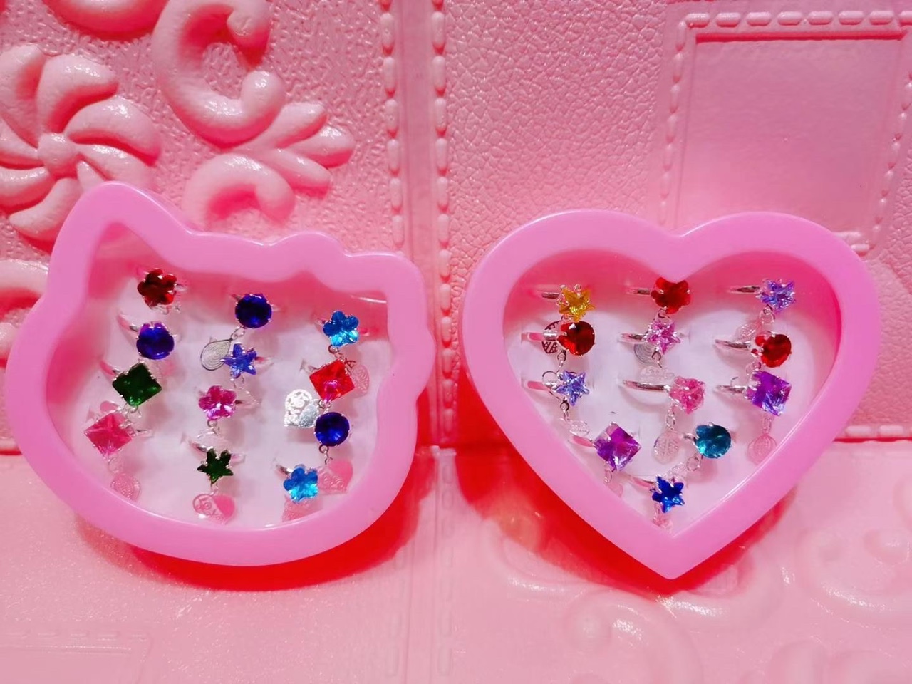 DIY钻石叶版戒指钻小女孩的最爱有中盒小盒12只