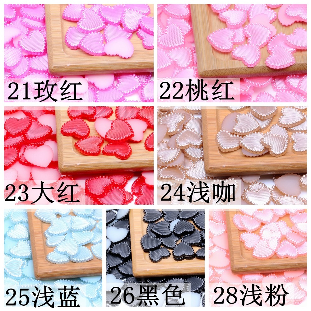 妮姿饰品新款14mm1000颗条纹桃心半面珍珠手机美容diy饰品配件手机贴钻详情3