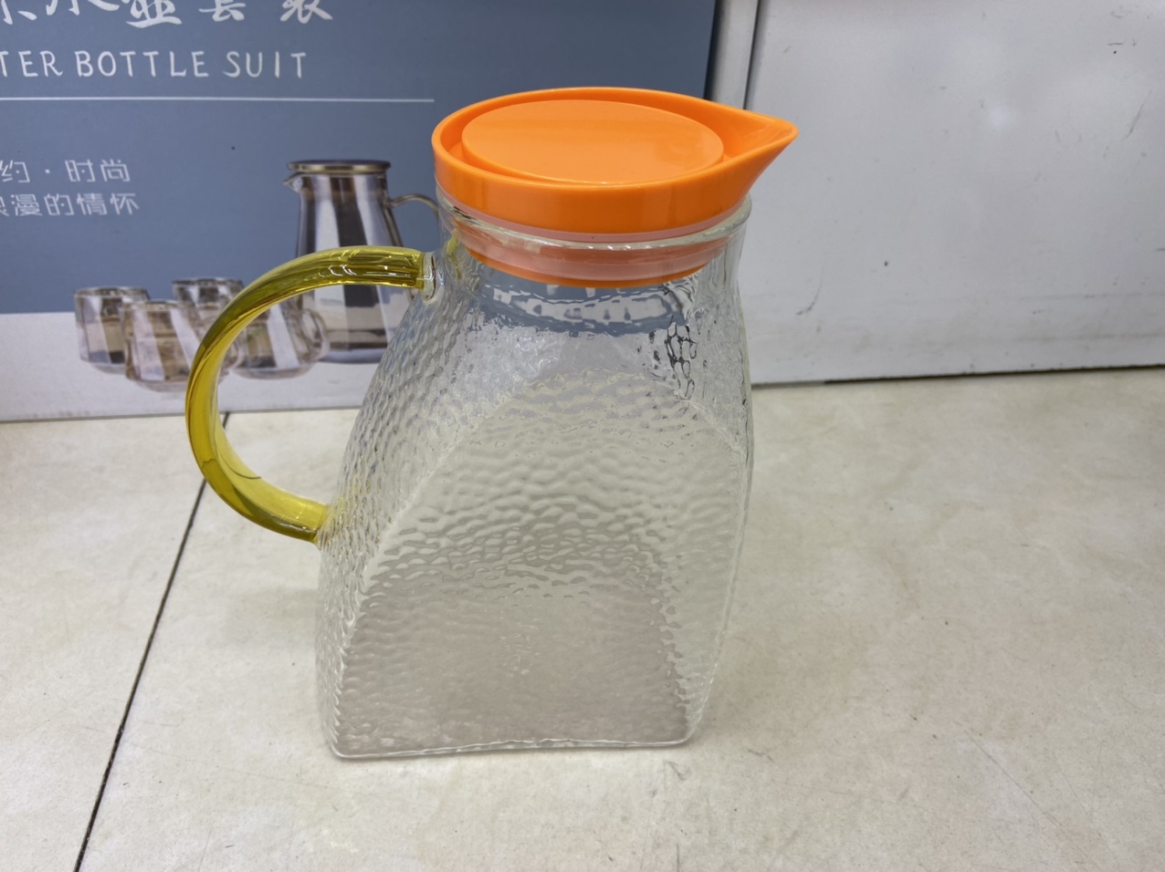 创意北欧风耐热玻璃冷水壶 家用大容量加厚玻璃凉水壶果汁壶 锤纹