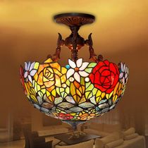 16 "chandelier glass art decoration ceiling lamp with red rose ceiling lamp