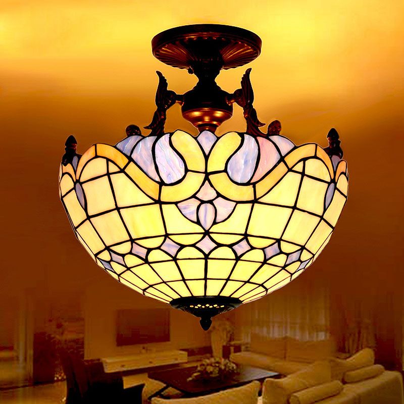 16 inch creative LED Mediterranean ceiling light European simple glass decorative lamps