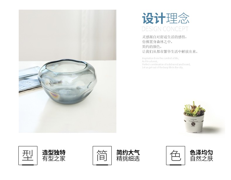 天昊格蕾灰色玻璃花瓶摆件简约客厅酒店餐桌玄关软装饰品厂家直销详情图2