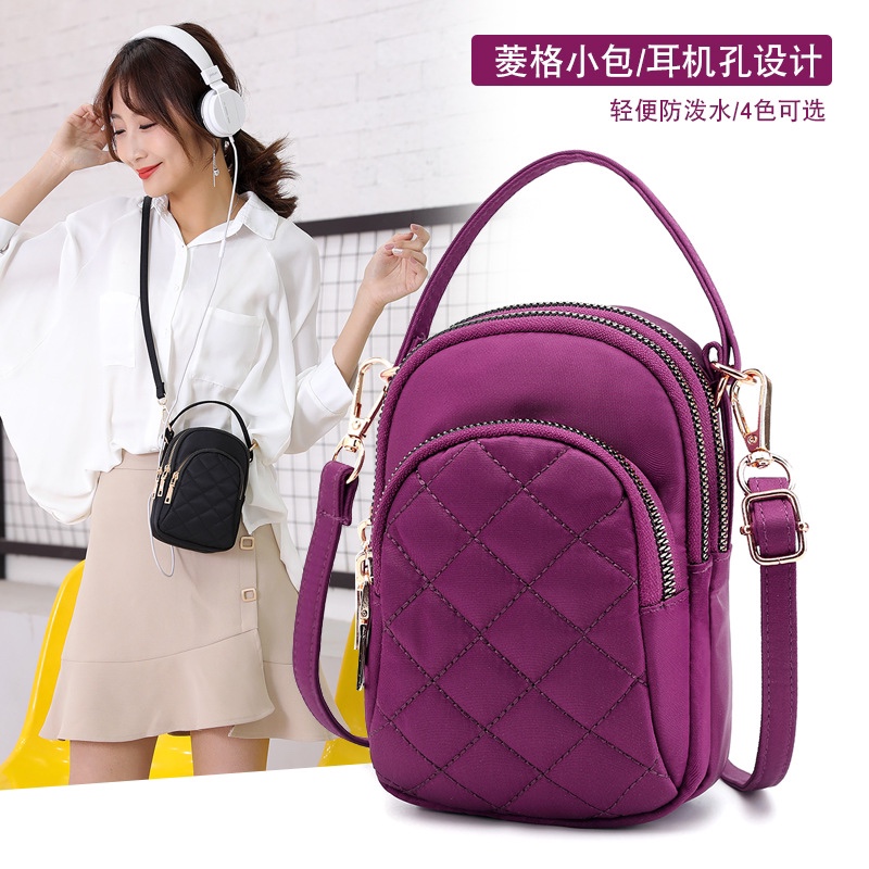 Simple one-shoulder bag Korean version lingge fashion small bag women's mobile phone bag light waterproof one-shoulder cross-body bag zero wallet thumbnail
