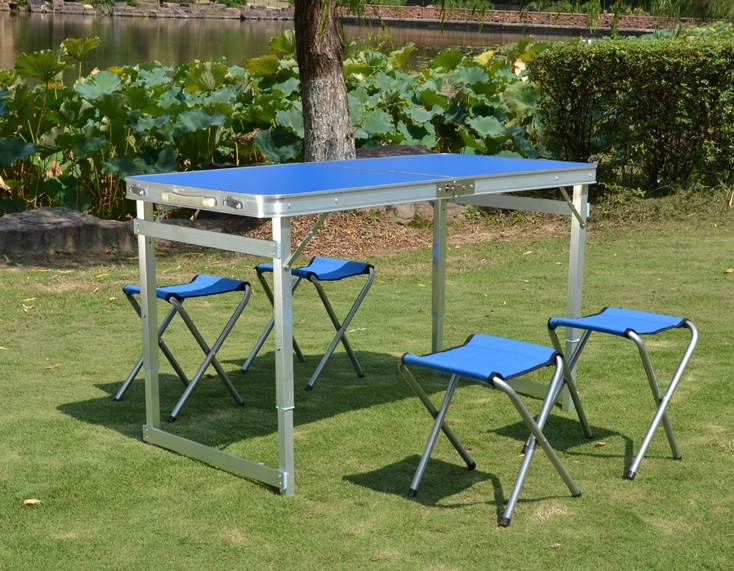 户外铝合金折叠桌椅，折叠桌升降脚，携带方便细节图