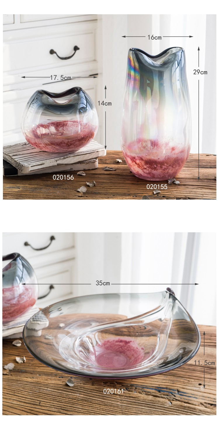 天昊格蕾极简玻璃花瓶创意果盘居家酒店餐桌茶几软装饰品厂家直销详情图4