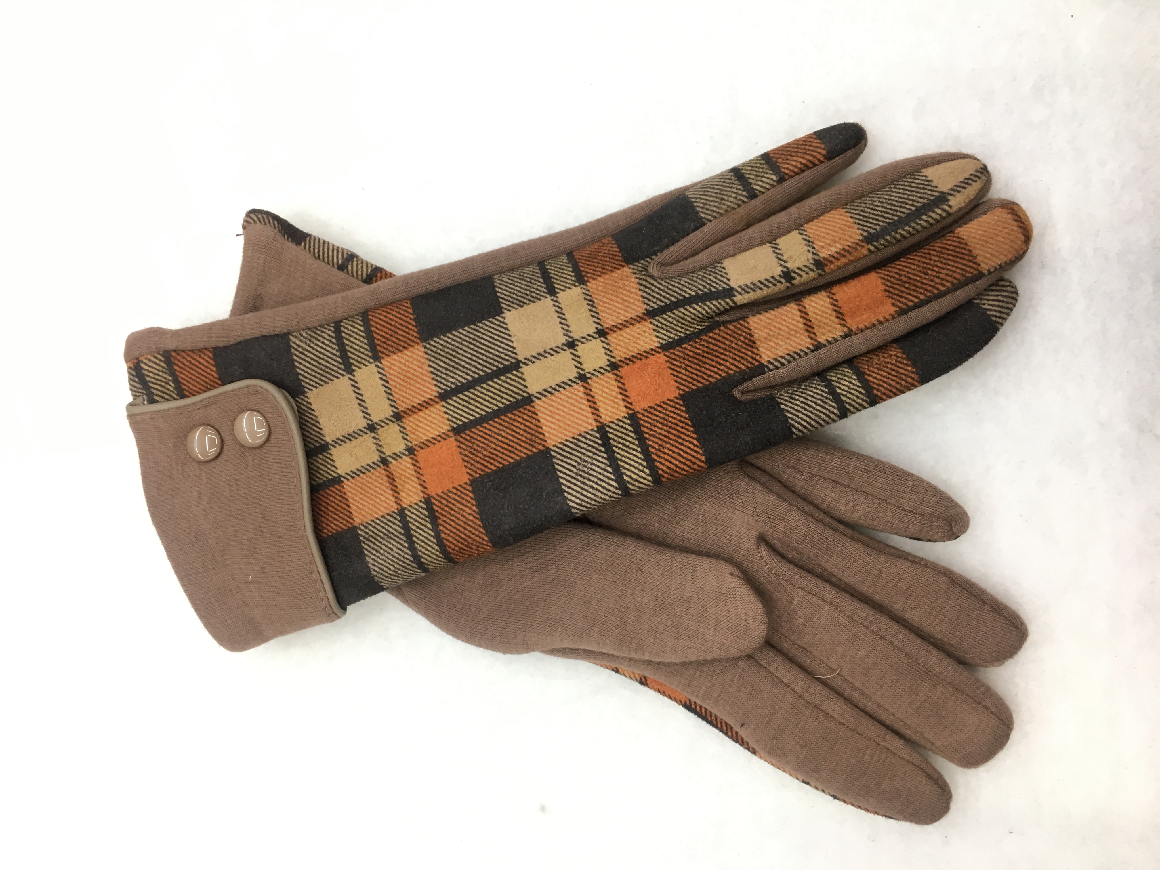 European and American fashion trend style checked AB version warm and fleece warm gloves detail image 5
