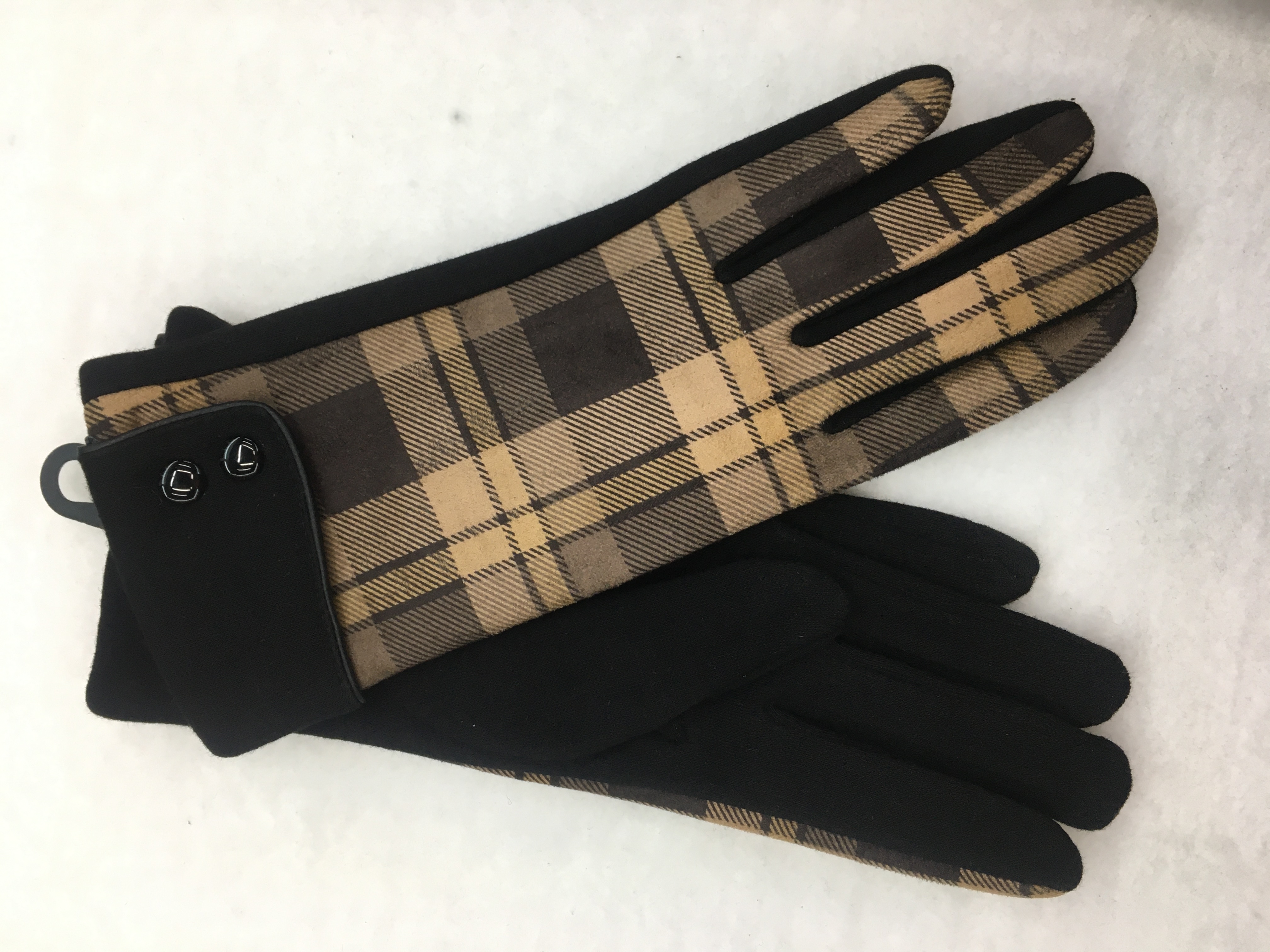 European and American fashion trend style checked AB version warm and fleece warm gloves detail image 1