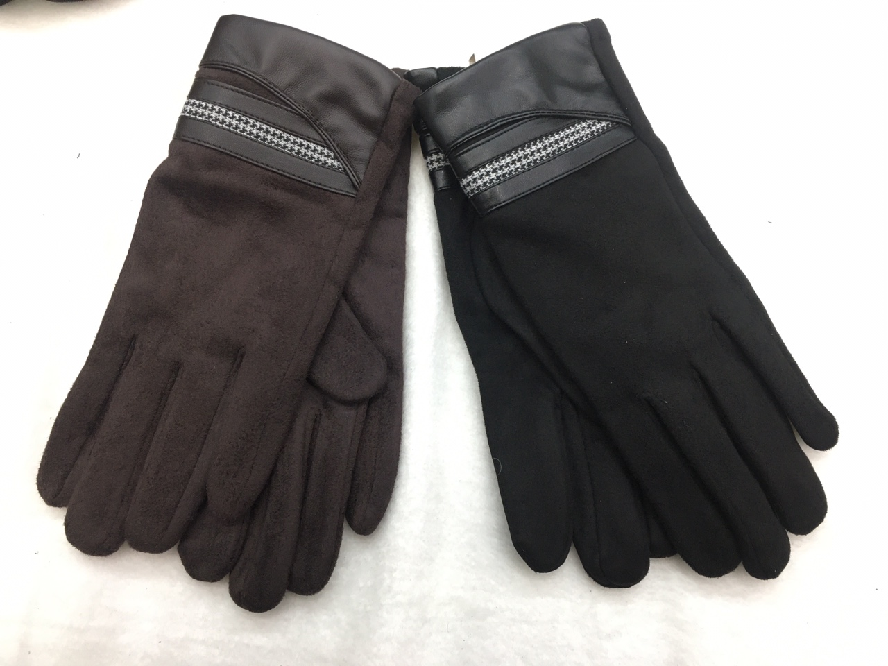 Thousand birds check hombres casual gamuza guantes de terciopelo más terciopelo guantes calientes
