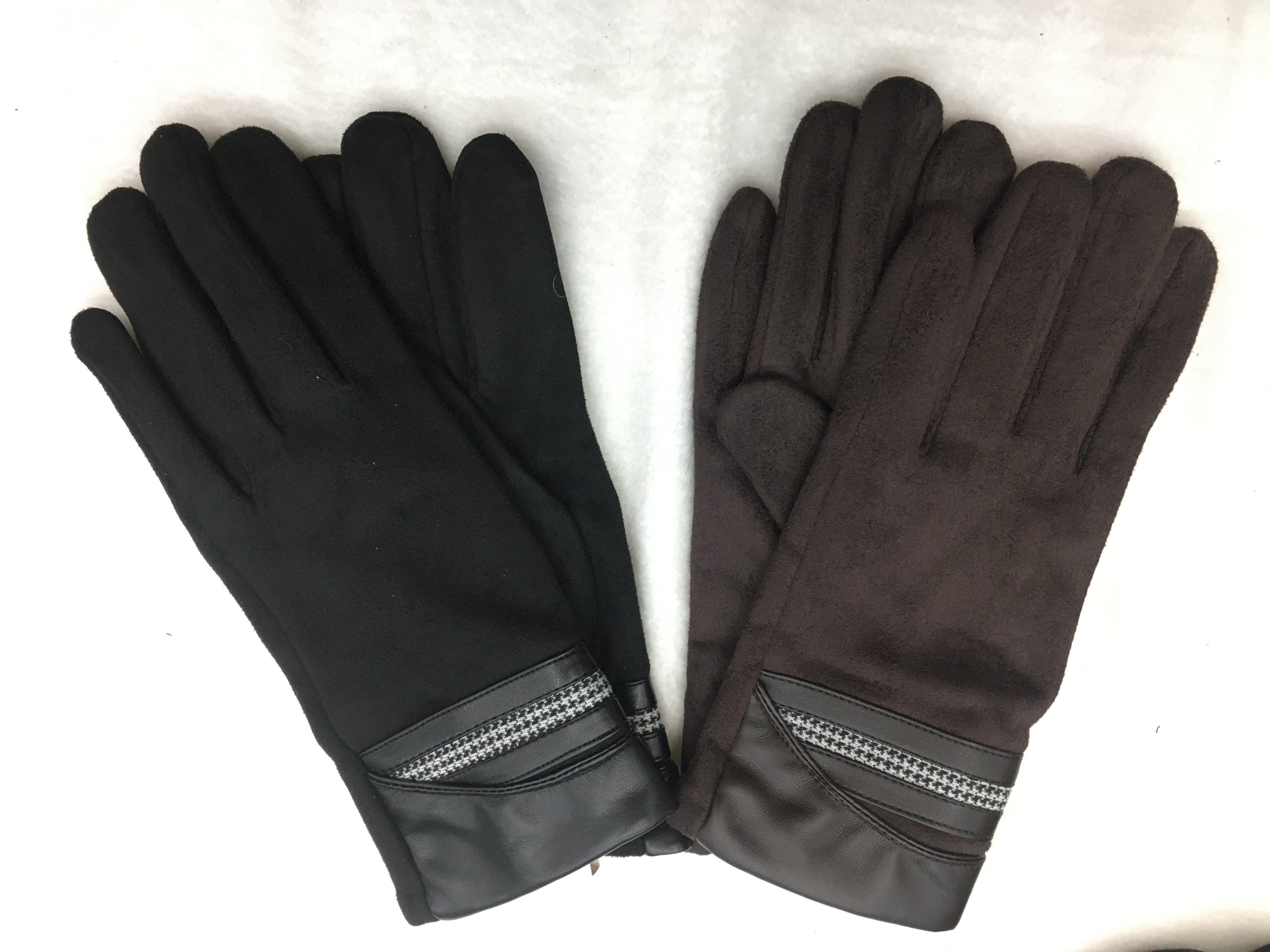 Thousand birds check hombres casual gamuza guantes de terciopelo más terciopelo guantes calientes detail image 1