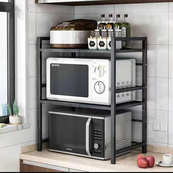 厨房置物架双层微波炉调料瓶收纳桌面调味盒储物用品多功能三层台面架子 A944详情图1