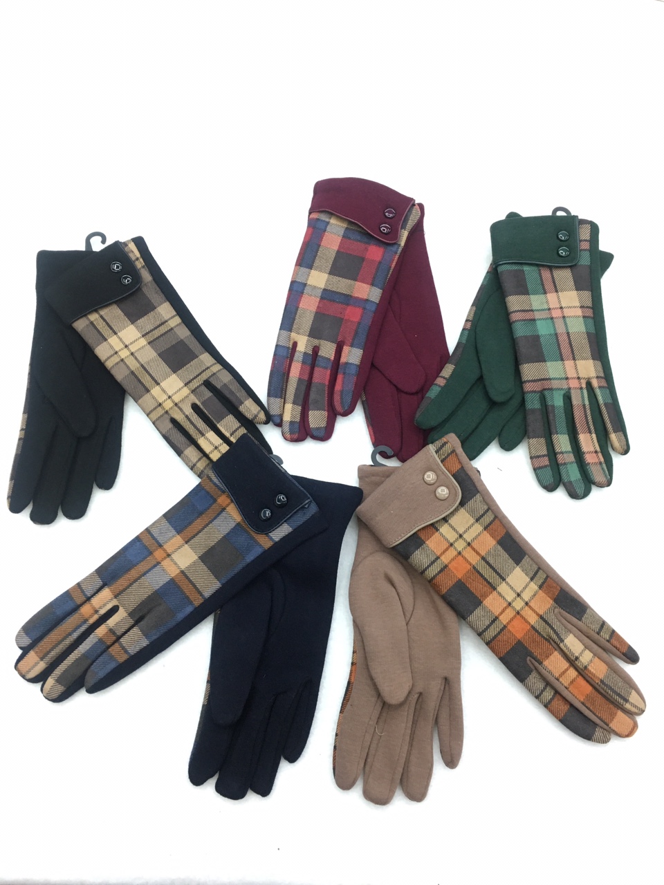 Moda europea y americana temperamento plaid versión AB caliente más peludo guantes calientes