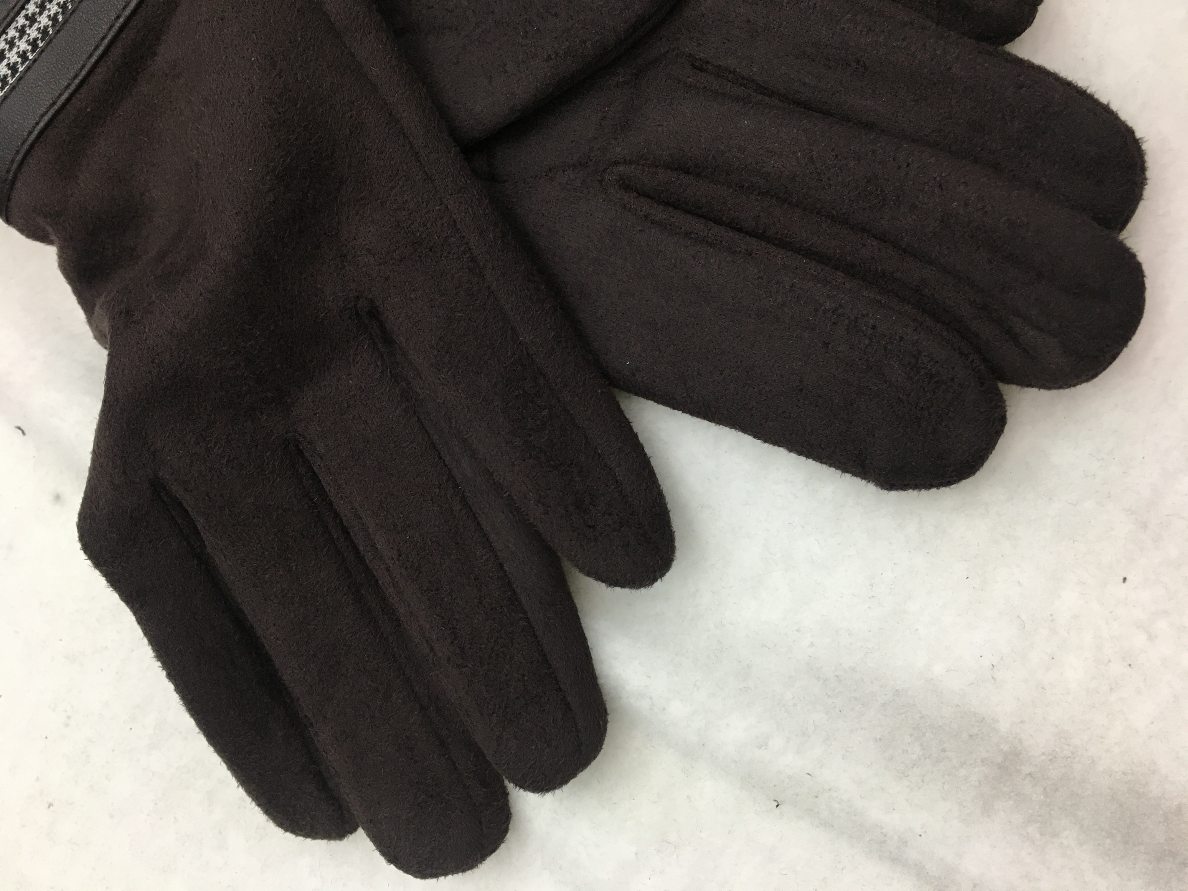 Thousand birds check hombres casual gamuza guantes de terciopelo más terciopelo guantes calientes details Picture