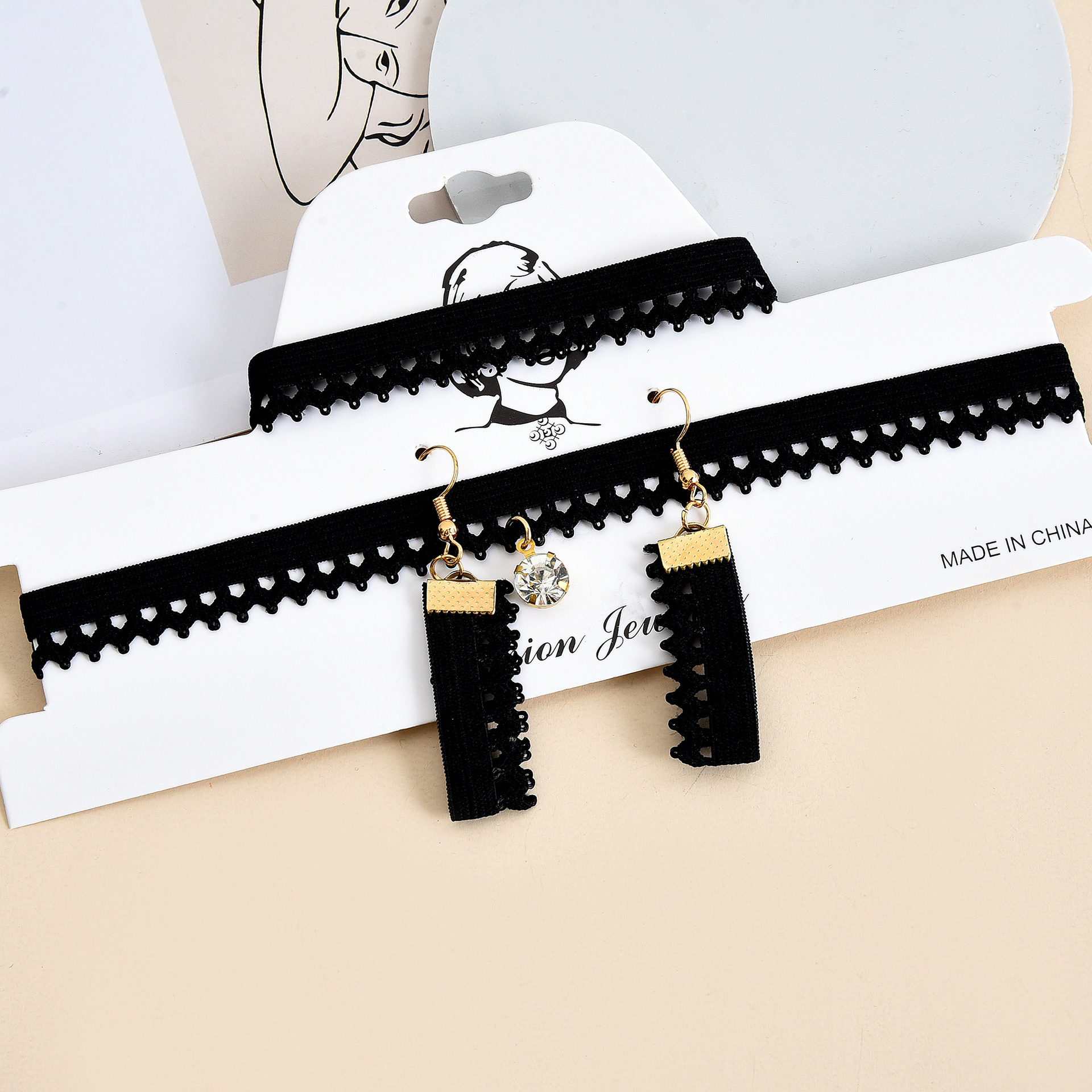 FLY25 style necklace, trendy female Internet celebrity neck chain choker, black collarbone chain, short neck chain, neck strap three-piece set undefined