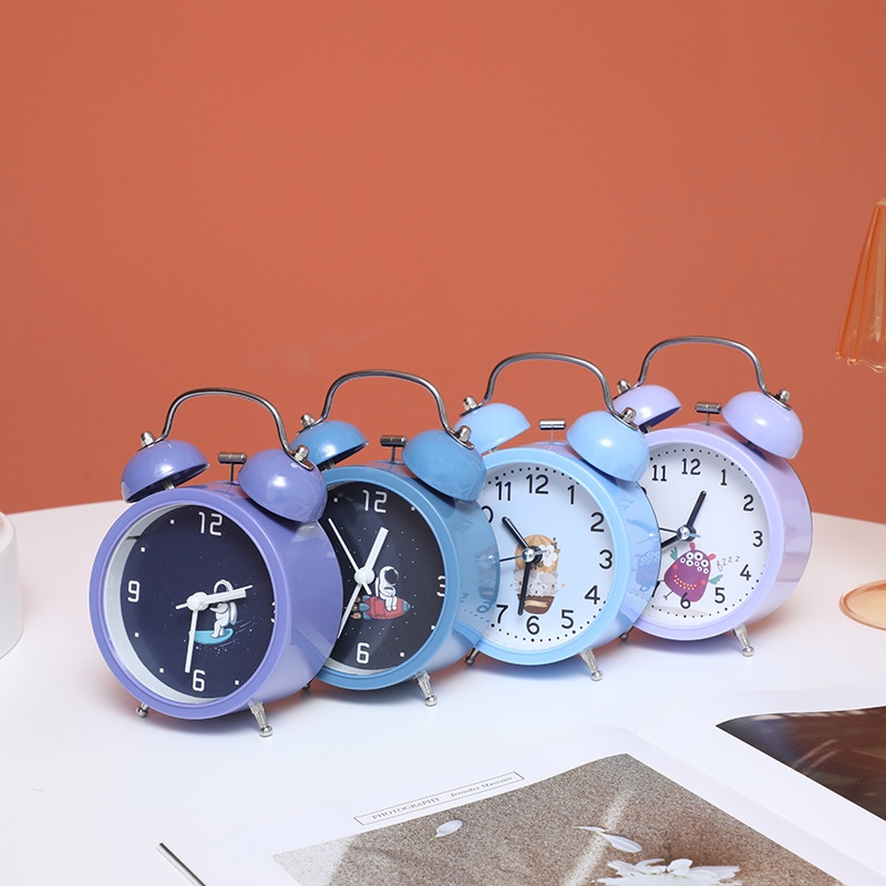 3寸儿童数字闹钟现代卡通创意智能桌面时钟打铃唤醒简约现代钟表