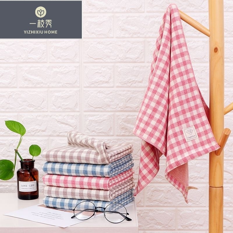 Yizhixiu Towel Crystal Love, Pure cotton checkered, Light, absorbent and breathable, Factory Direct sales 5121 detail image 1