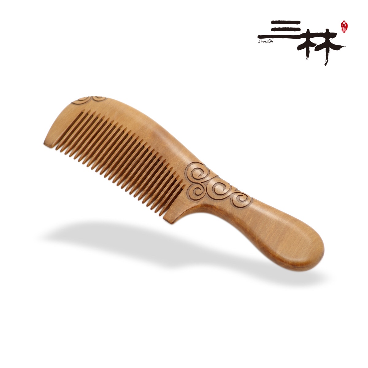 Factory direct sales of peach wood combs with double-sided engraving 19-1
