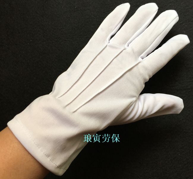 Labour gloves show review MC lengthened white tri-band ceremonial white polyester gloves thumbnail