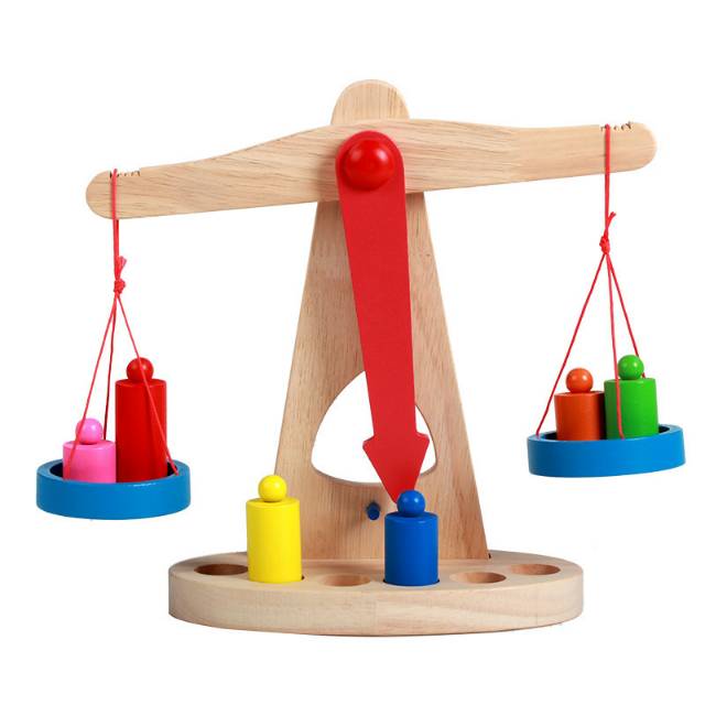 Teaching AIDS, balance scales, children's early education and intelligence toys, weights, toys, balance wooden products details Picture