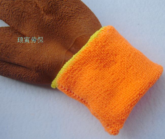 Winter labor protection gloves protection work dip glue Lang Yin warmsmith protection wear resistant latex thickened with wool warm foaming gloves thumbnail
