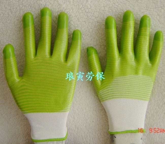 Labor protection gloves protective work dip glue anti-slip wear-resistant zebra-grain PVC semi - hung beef gloves thumbnail