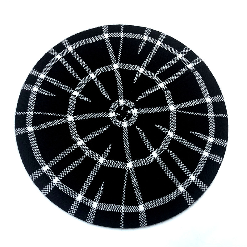 2021 New style cashmere jacquard fashionable Beret hats for men and women, wool one-piece hats for grandmothers and grandfathers detail image 6